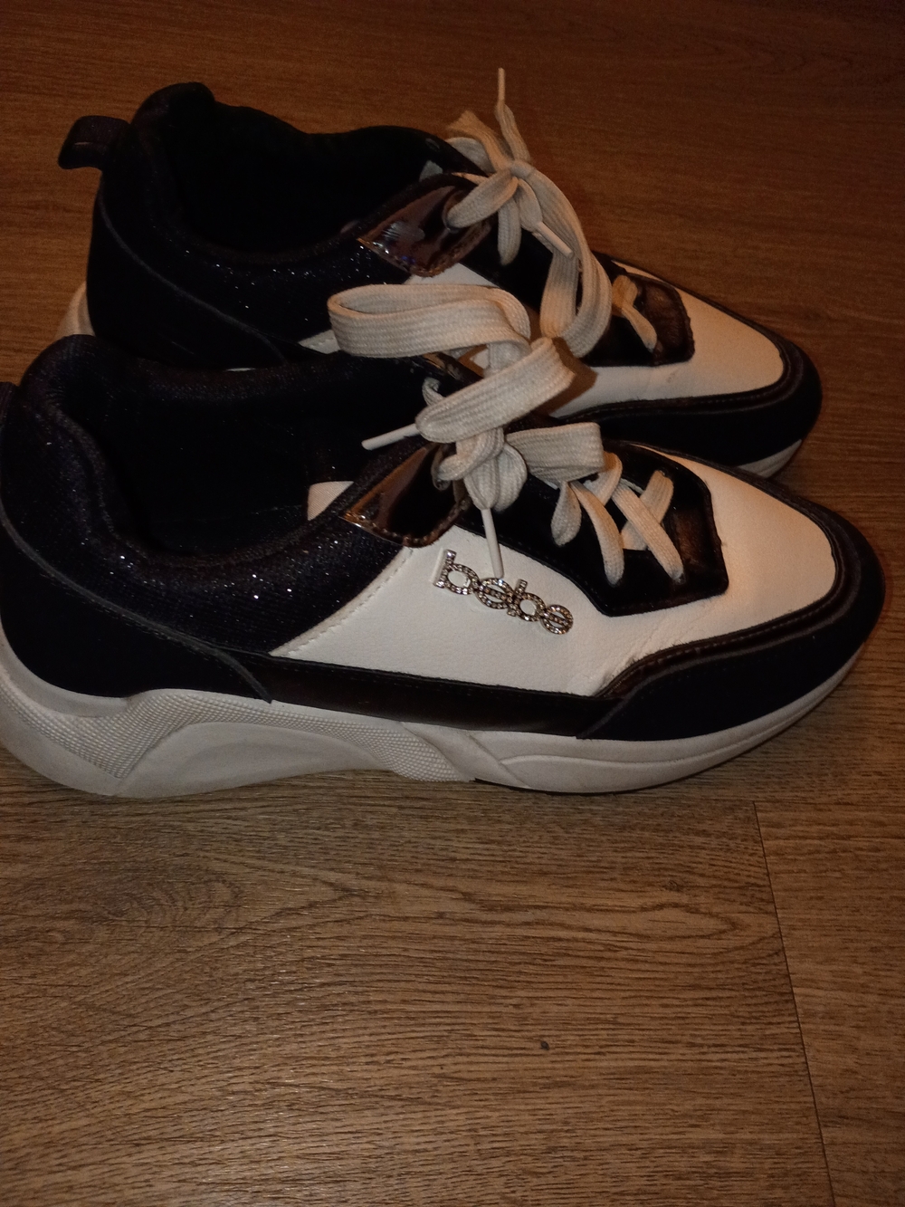 bebe Black and White Women's Chunky Sneakers